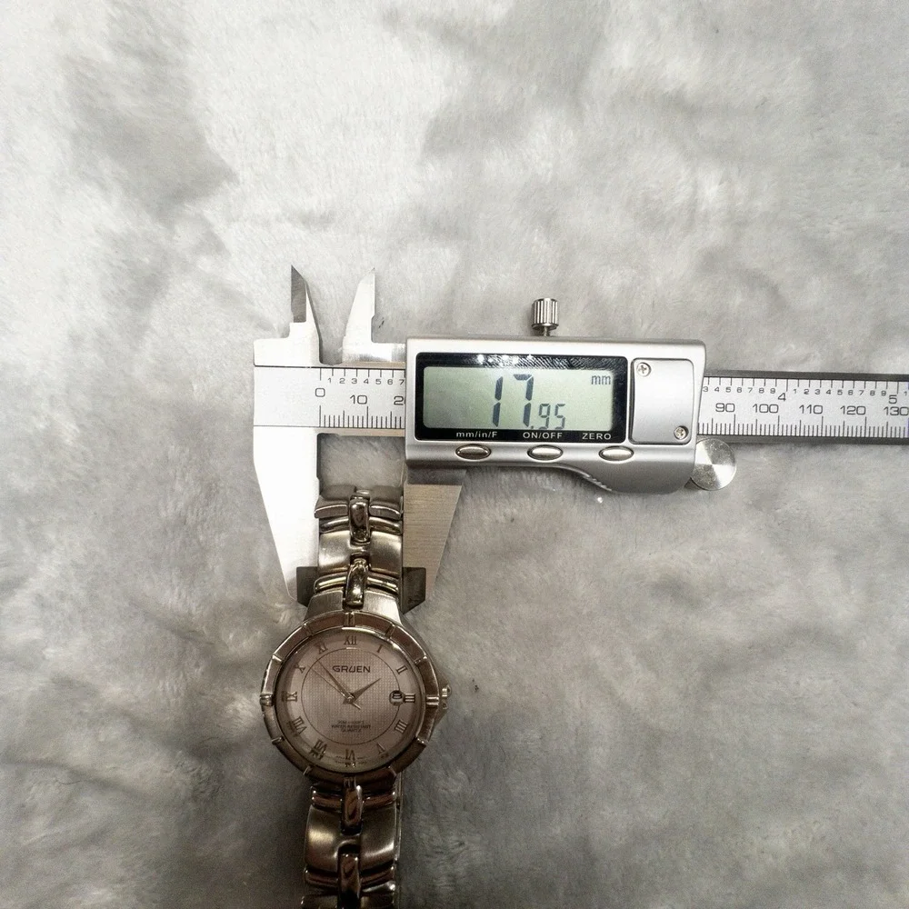 Gruen Silver Tone Unisex 37mm Watch Date Function New Battery Cleaned Polished